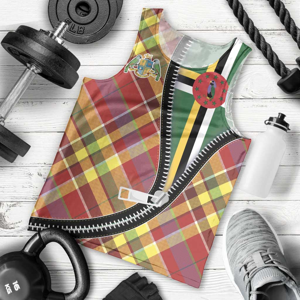 Dominica Creole Day Men Tank Top Madras Pattern Zipper Stylized - Wonder Print Shop