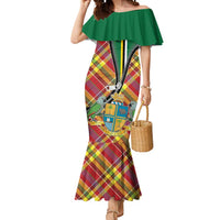 Dominica Creole Day Mermaid Dress Madras Pattern Zipper Stylized - Wonder Print Shop