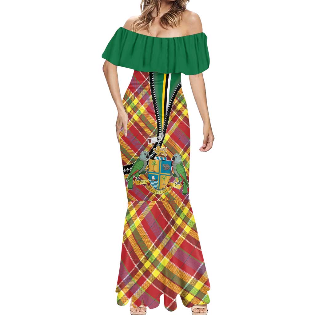 Dominica Creole Day Mermaid Dress Madras Pattern Zipper Stylized - Wonder Print Shop