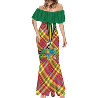 Dominica Creole Day Mermaid Dress Madras Pattern Zipper Stylized - Wonder Print Shop