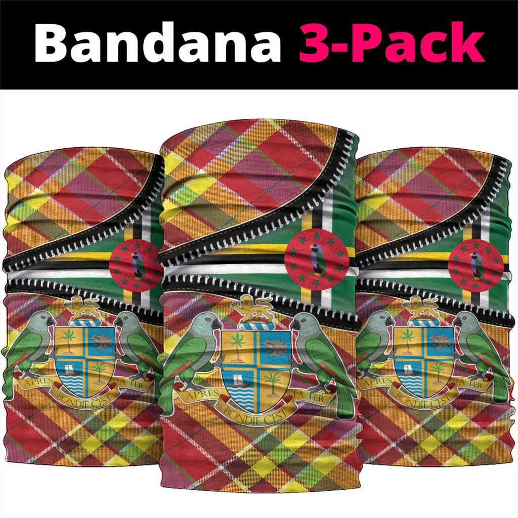 Dominica Creole Day Neck Gaiter Madras Pattern Zipper Stylized - Wonder Print Shop