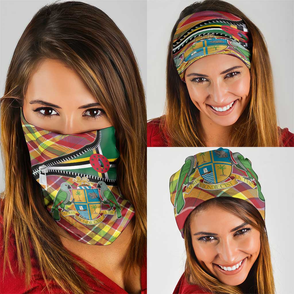 Dominica Creole Day Neck Gaiter Madras Pattern Zipper Stylized - Wonder Print Shop