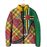 Dominica Creole Day Padded Jacket Madras Pattern Zipper Stylized - Wonder Print Shop