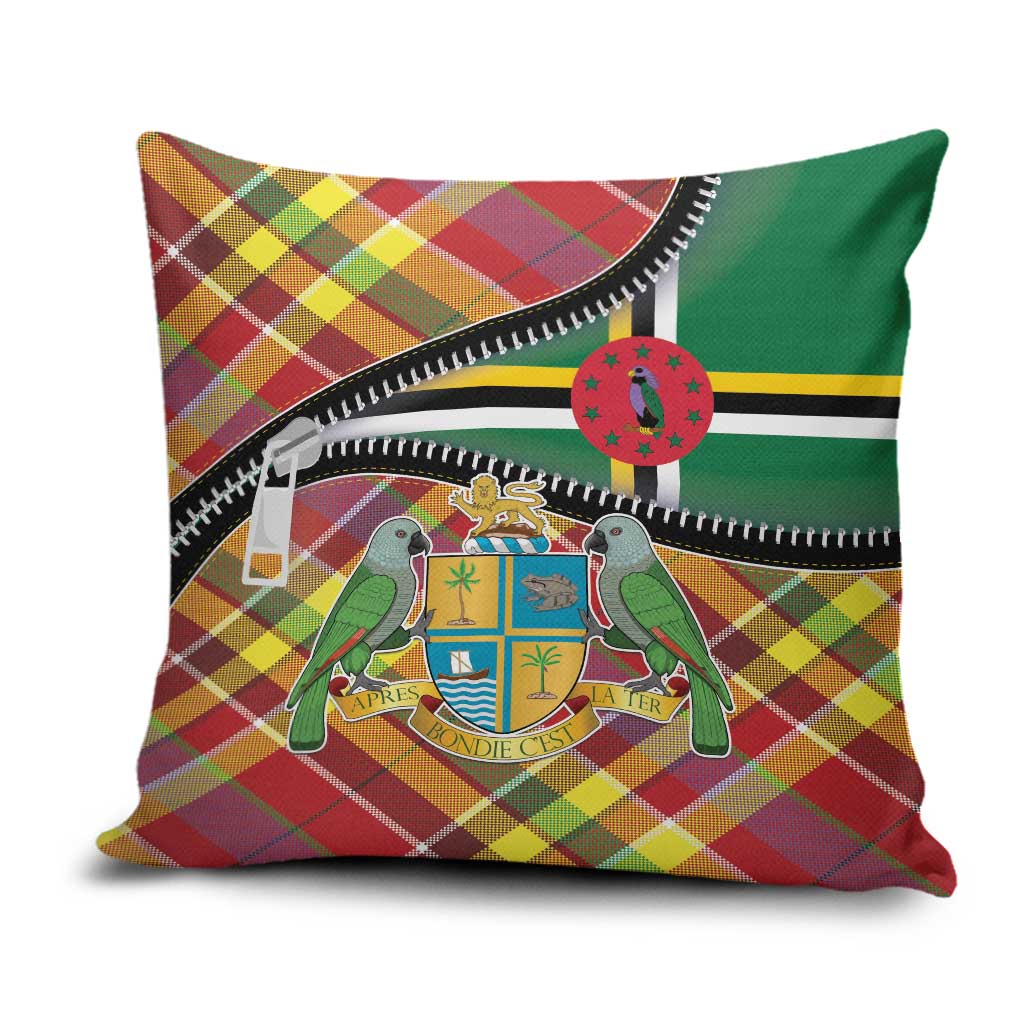 Dominica Creole Day Pillow Cover Madras Pattern Zipper Stylized - Wonder Print Shop