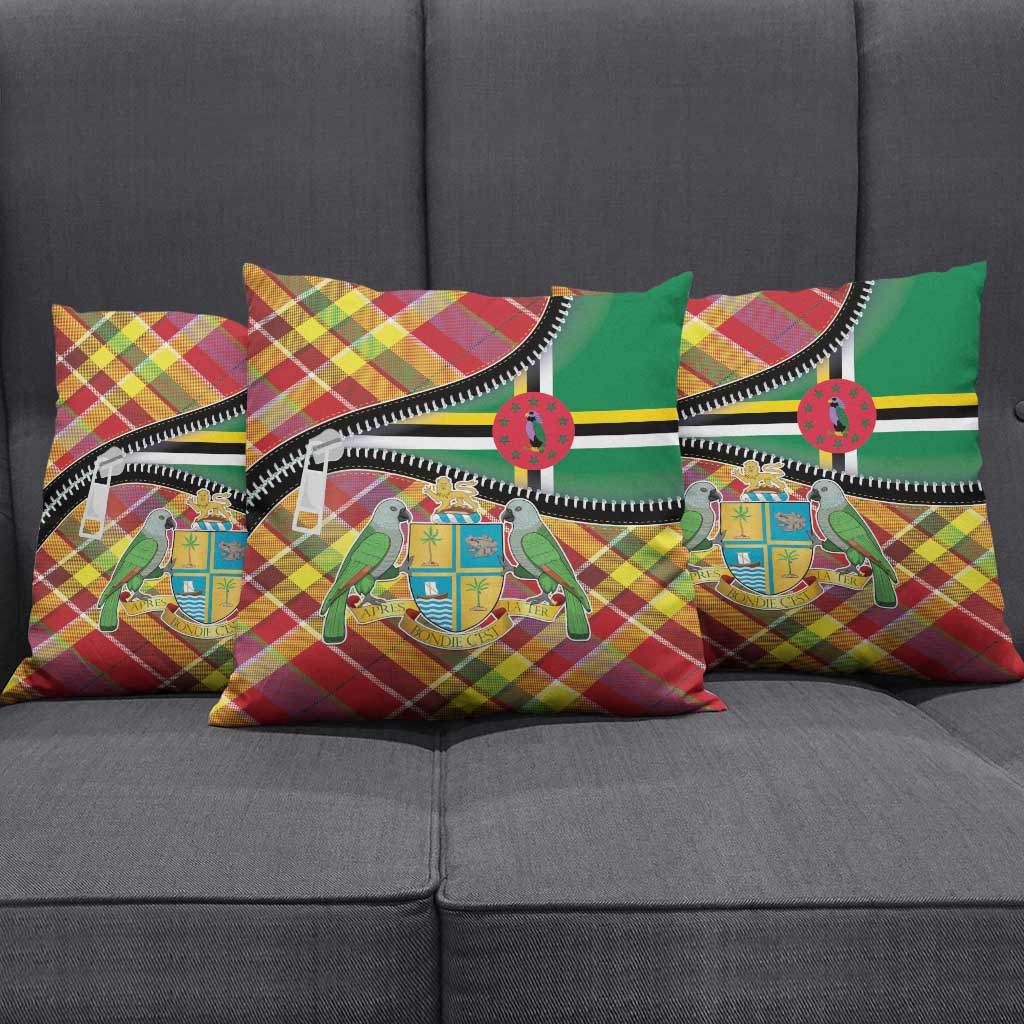 Dominica Creole Day Pillow Cover Madras Pattern Zipper Stylized - Wonder Print Shop