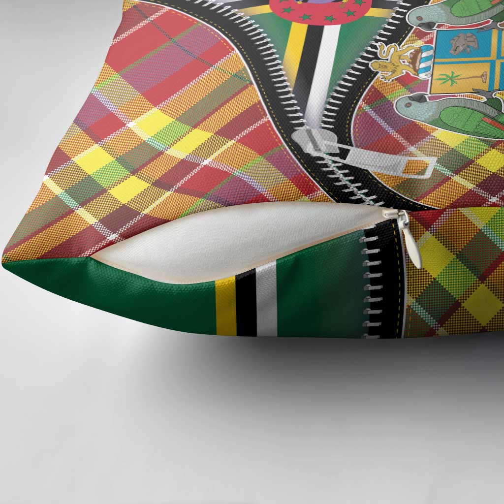 Dominica Creole Day Pillow Cover Madras Pattern Zipper Stylized - Wonder Print Shop
