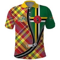 Dominica Creole Day Polo Shirt Madras Pattern Zipper Stylized - Wonder Print Shop