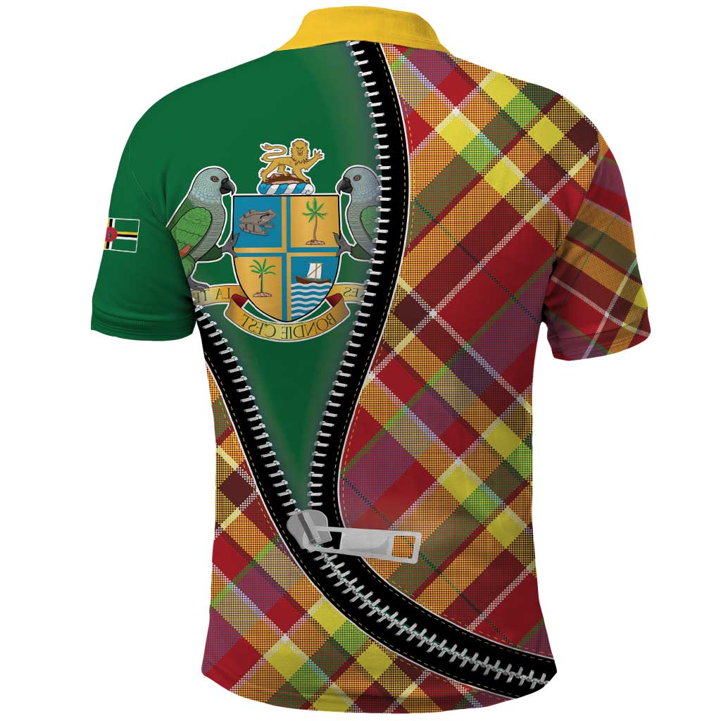 Dominica Creole Day Polo Shirt Madras Pattern Zipper Stylized - Wonder Print Shop