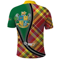 Dominica Creole Day Polo Shirt Madras Pattern Zipper Stylized - Wonder Print Shop