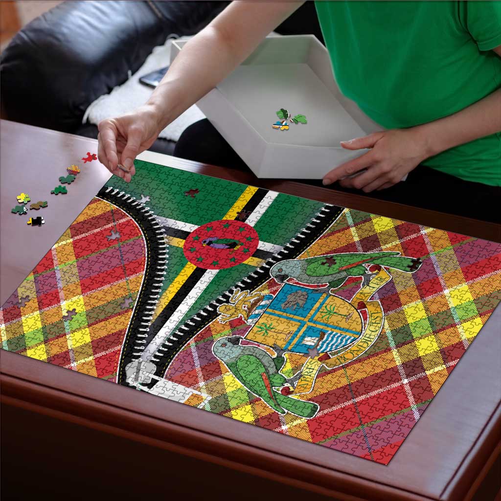 Dominica Creole Day Puzzle Madras Pattern Zipper Stylized - Wonder Print Shop