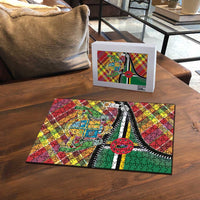 Dominica Creole Day Puzzle Madras Pattern Zipper Stylized - Wonder Print Shop