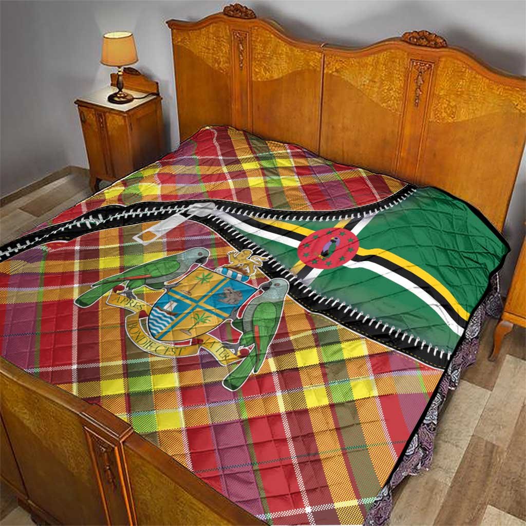 Dominica Creole Day Quilt Madras Pattern Zipper Stylized - Wonder Print Shop
