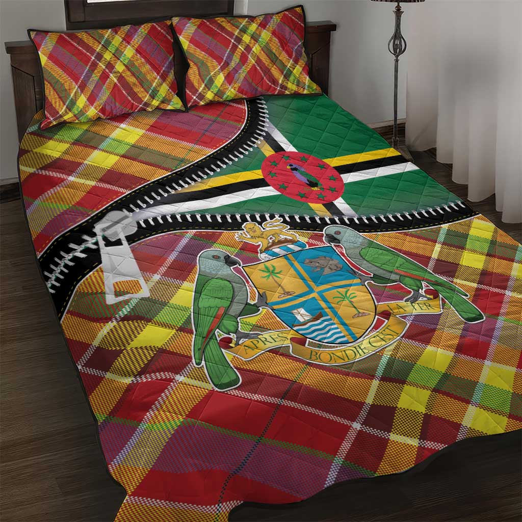 Dominica Creole Day Quilt Bed Set Madras Pattern Zipper Stylized - Wonder Print Shop