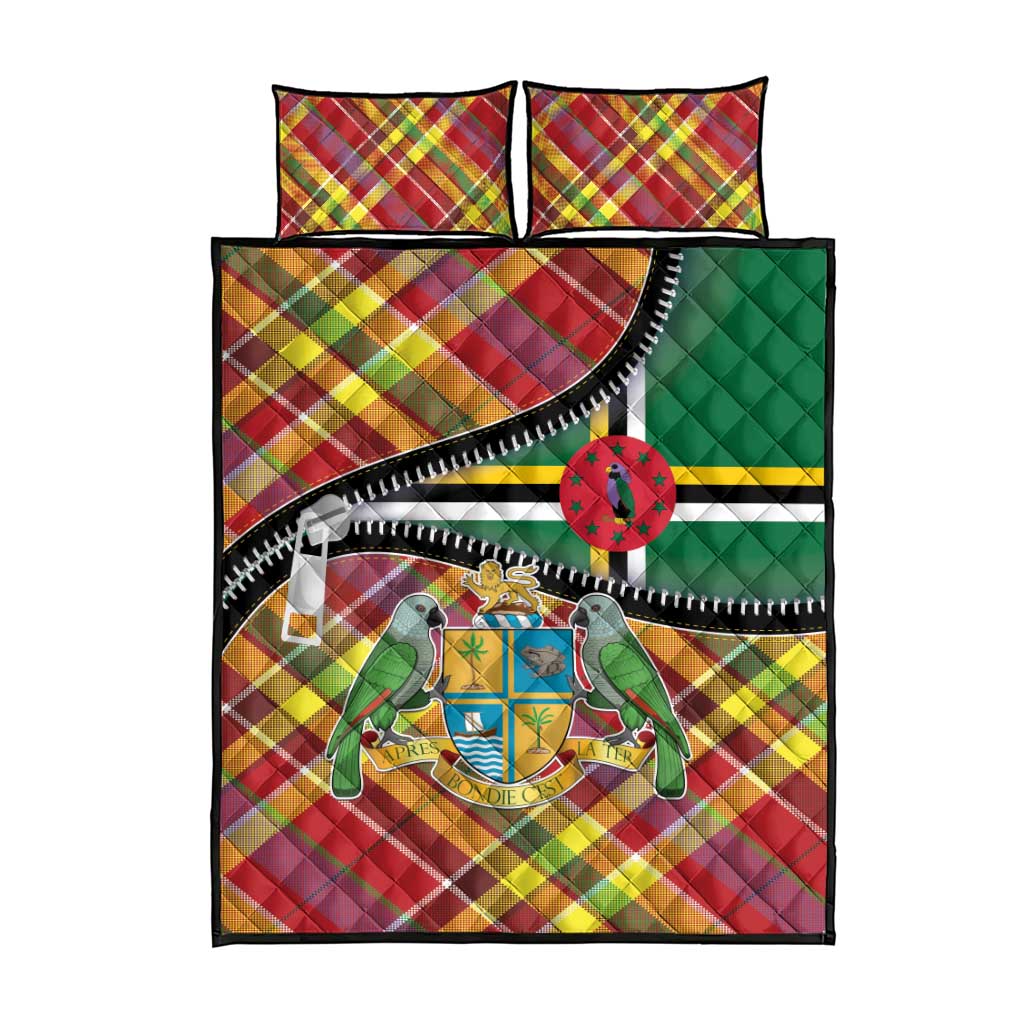 Dominica Creole Day Quilt Bed Set Madras Pattern Zipper Stylized - Wonder Print Shop