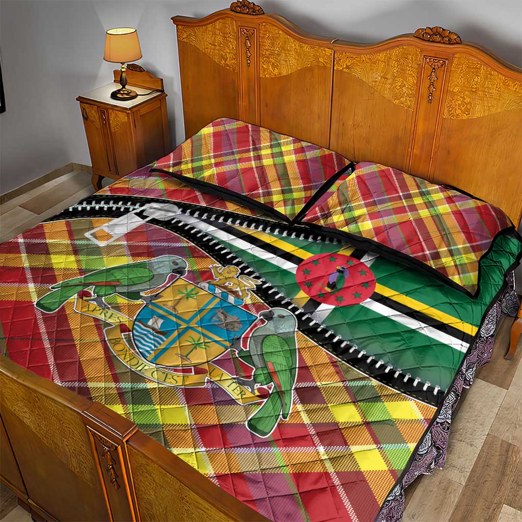 Dominica Creole Day Quilt Bed Set Madras Pattern Zipper Stylized - Wonder Print Shop