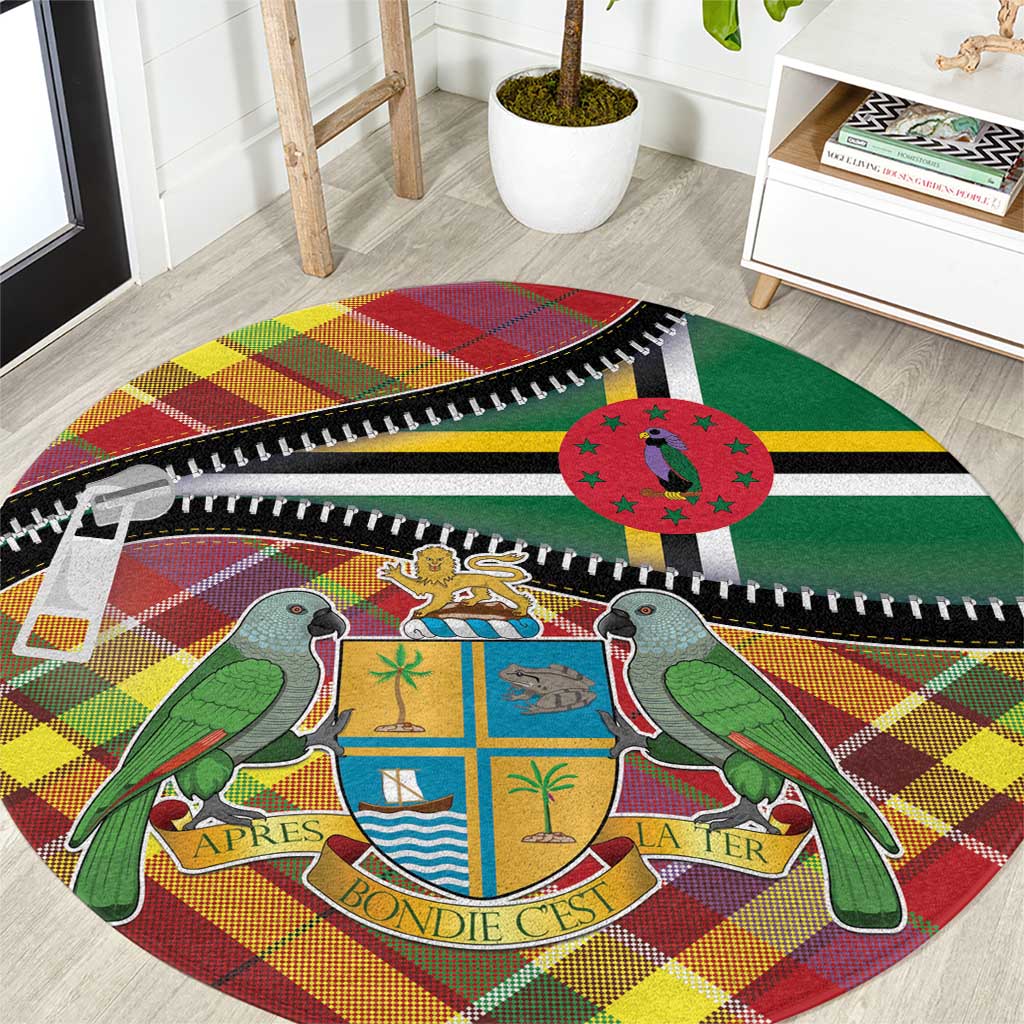Dominica Creole Day Round Carpet Madras Pattern Zipper Stylized - Wonder Print Shop