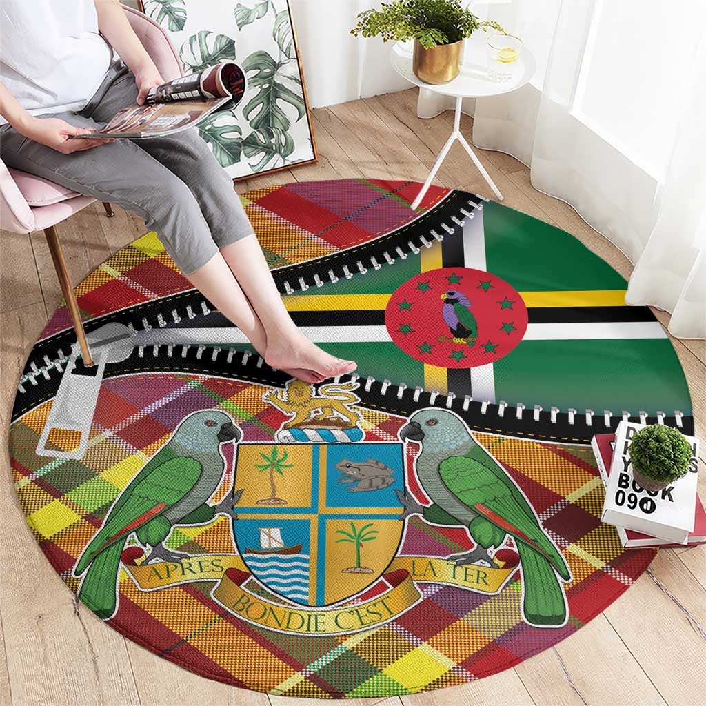 Dominica Creole Day Round Carpet Madras Pattern Zipper Stylized - Wonder Print Shop