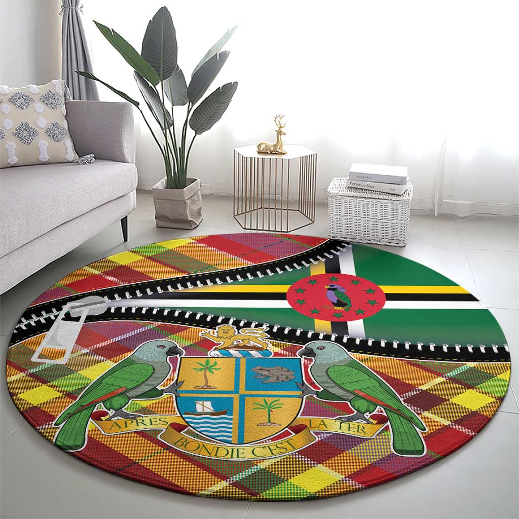 Dominica Creole Day Round Carpet Madras Pattern Zipper Stylized - Wonder Print Shop