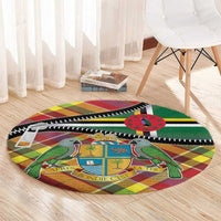Dominica Creole Day Round Carpet Madras Pattern Zipper Stylized - Wonder Print Shop