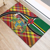 Dominica Creole Day Rubber Doormat Madras Pattern Zipper Stylized - Wonder Print Shop