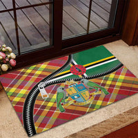 Dominica Creole Day Rubber Doormat Madras Pattern Zipper Stylized - Wonder Print Shop
