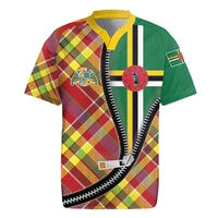 Dominica Creole Day Rugby Jersey Madras Pattern Zipper Stylized - Wonder Print Shop