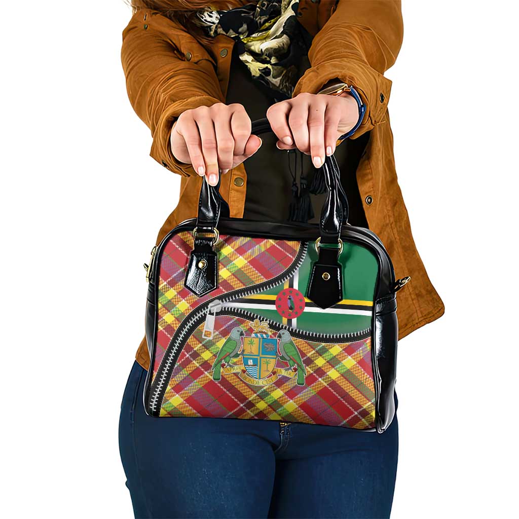 Dominica Creole Day Shoulder Handbag Madras Pattern Zipper Stylized - Wonder Print Shop