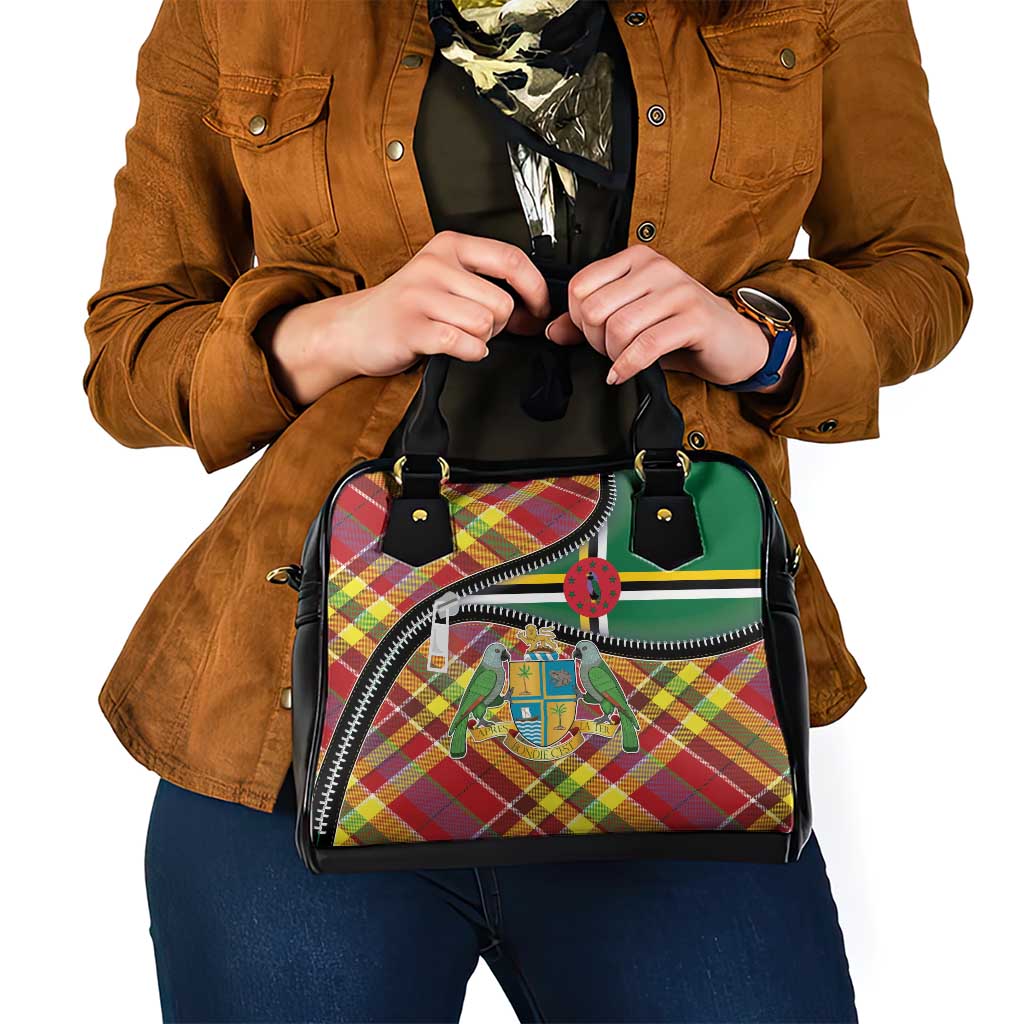 Dominica Creole Day Shoulder Handbag Madras Pattern Zipper Stylized - Wonder Print Shop