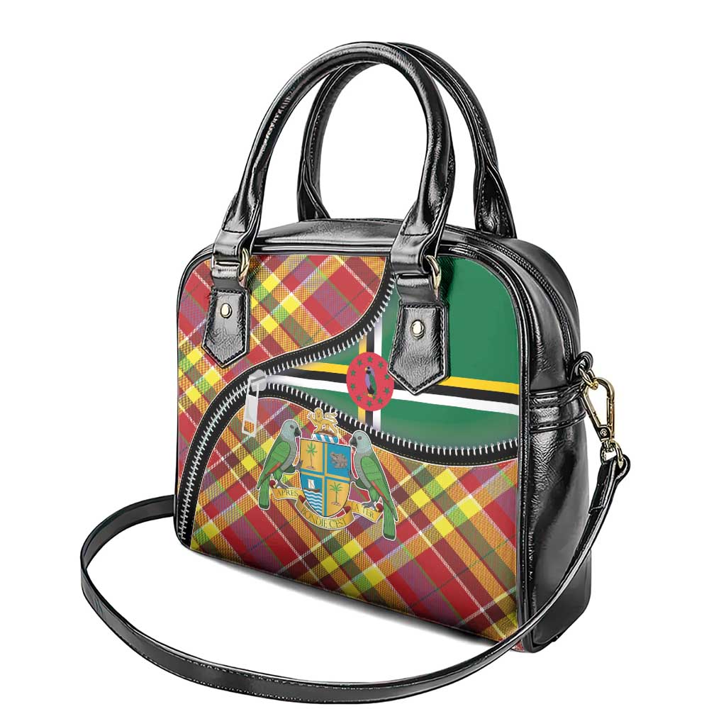 Dominica Creole Day Shoulder Handbag Madras Pattern Zipper Stylized - Wonder Print Shop