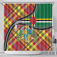 Dominica Creole Day Shower Curtain Madras Pattern Zipper Stylized - Wonder Print Shop