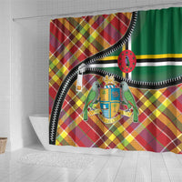 Dominica Creole Day Shower Curtain Madras Pattern Zipper Stylized - Wonder Print Shop