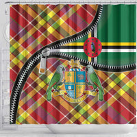 Dominica Creole Day Shower Curtain Madras Pattern Zipper Stylized - Wonder Print Shop