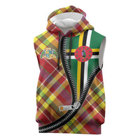 Dominica Creole Day Sleeveless Hoodie Madras Pattern Zipper Stylized - Wonder Print Shop