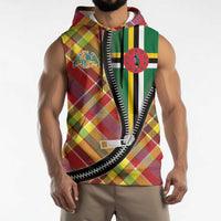 Dominica Creole Day Sleeveless Hoodie Madras Pattern Zipper Stylized - Wonder Print Shop