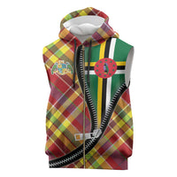 Dominica Creole Day Sleeveless Zip Hoodie Madras Pattern Zipper Stylized - Wonder Print Shop
