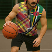 Dominica Creole Day Sleeveless Zip Hoodie Madras Pattern Zipper Stylized - Wonder Print Shop