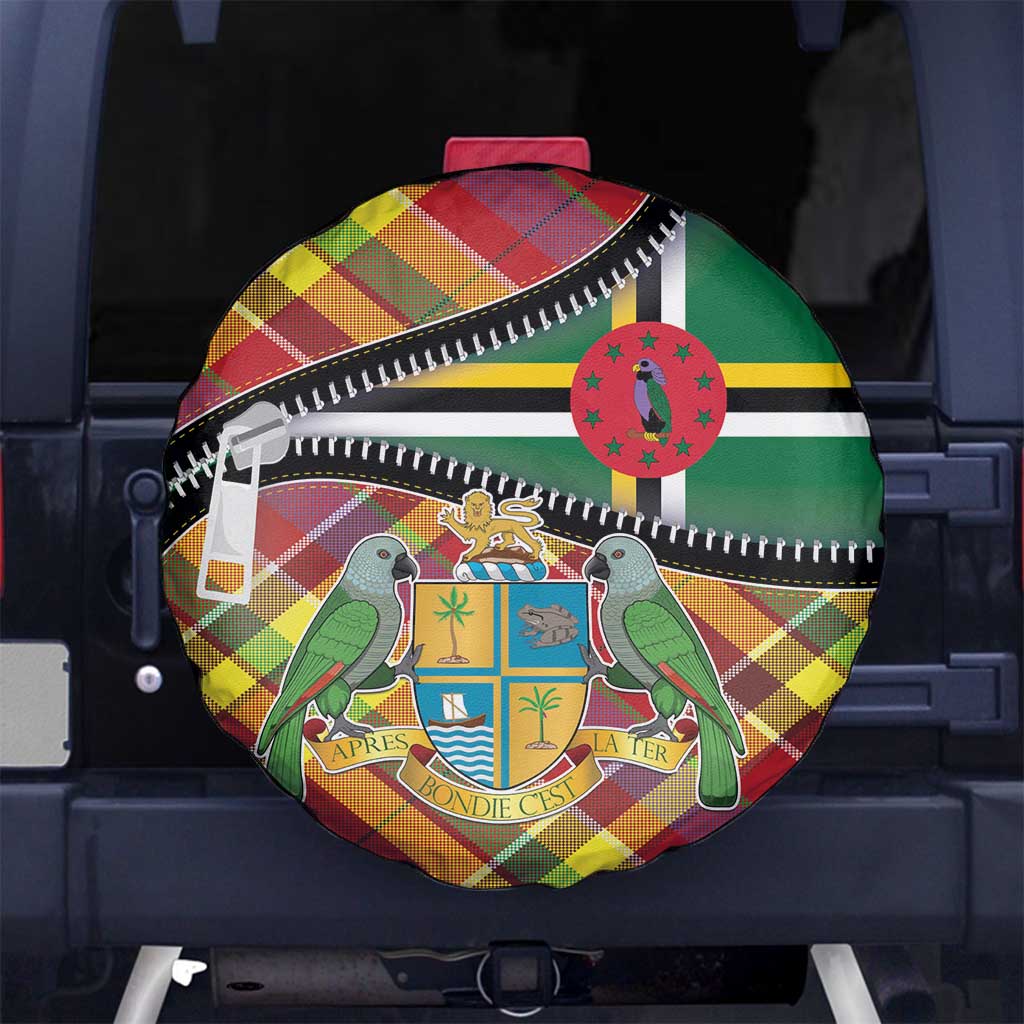 Dominica Creole Day Spare Tire Cover Madras Pattern Zipper Stylized - Wonder Print Shop