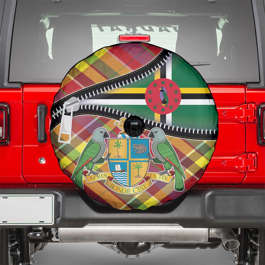 Dominica Creole Day Spare Tire Cover Madras Pattern Zipper Stylized - Wonder Print Shop