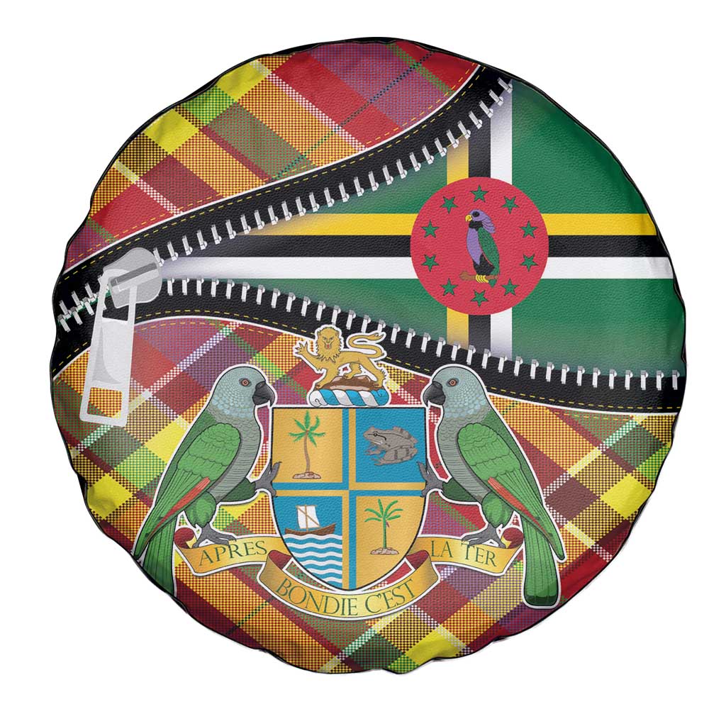 Dominica Creole Day Spare Tire Cover Madras Pattern Zipper Stylized - Wonder Print Shop