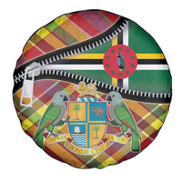 Dominica Creole Day Spare Tire Cover Madras Pattern Zipper Stylized - Wonder Print Shop