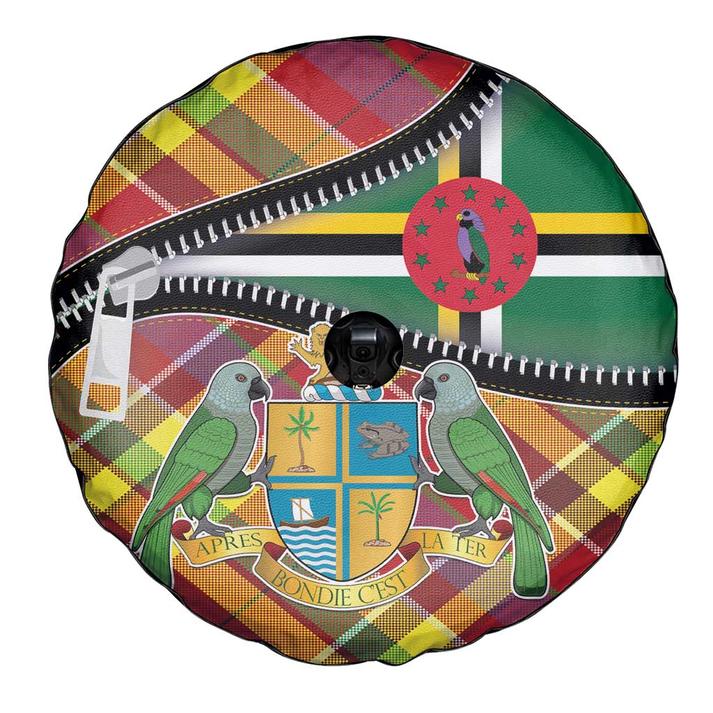 Dominica Creole Day Spare Tire Cover Madras Pattern Zipper Stylized - Wonder Print Shop