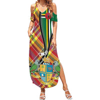 Dominica Creole Day Summer Maxi Dress Madras Pattern Zipper Stylized - Wonder Print Shop