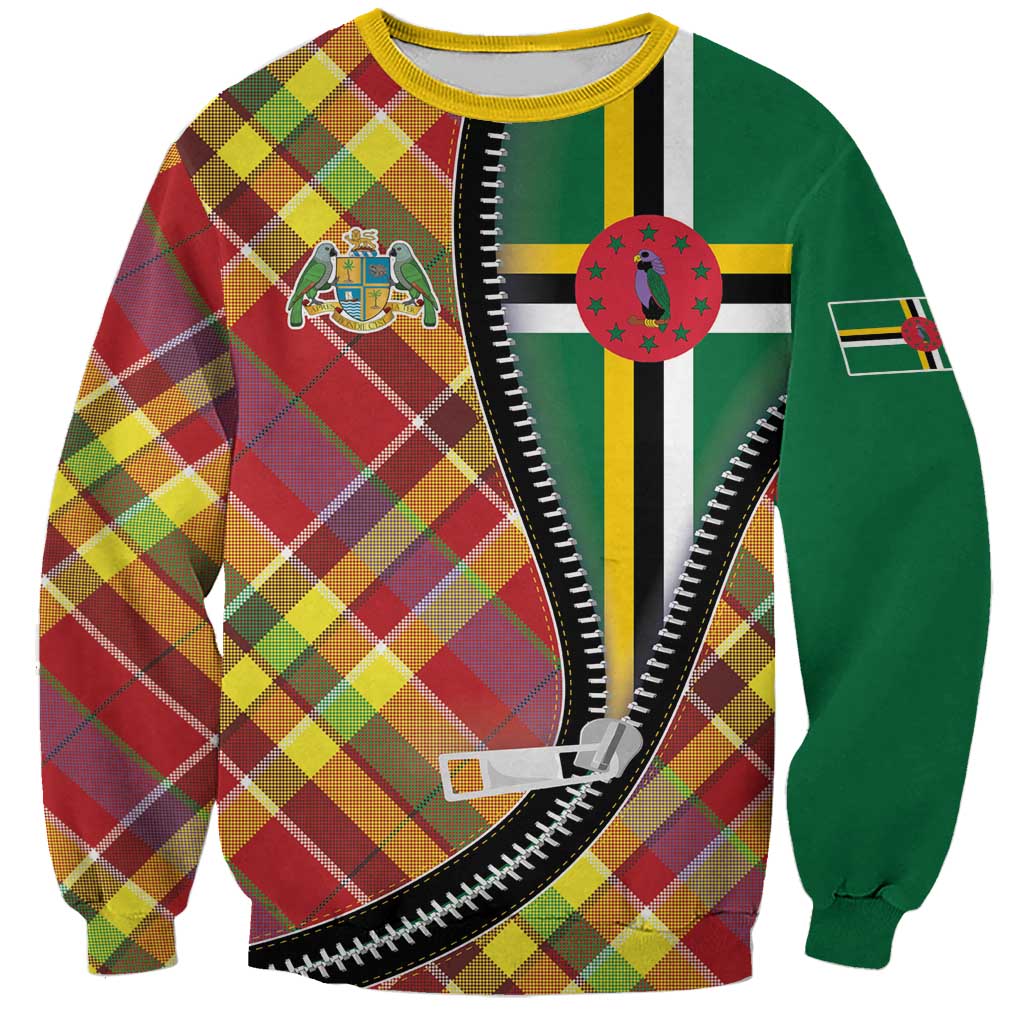 Dominica Creole Day Sweatshirt Madras Pattern Zipper Stylized - Wonder Print Shop