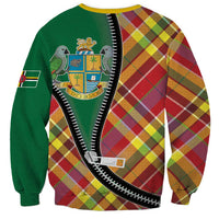 Dominica Creole Day Sweatshirt Madras Pattern Zipper Stylized - Wonder Print Shop