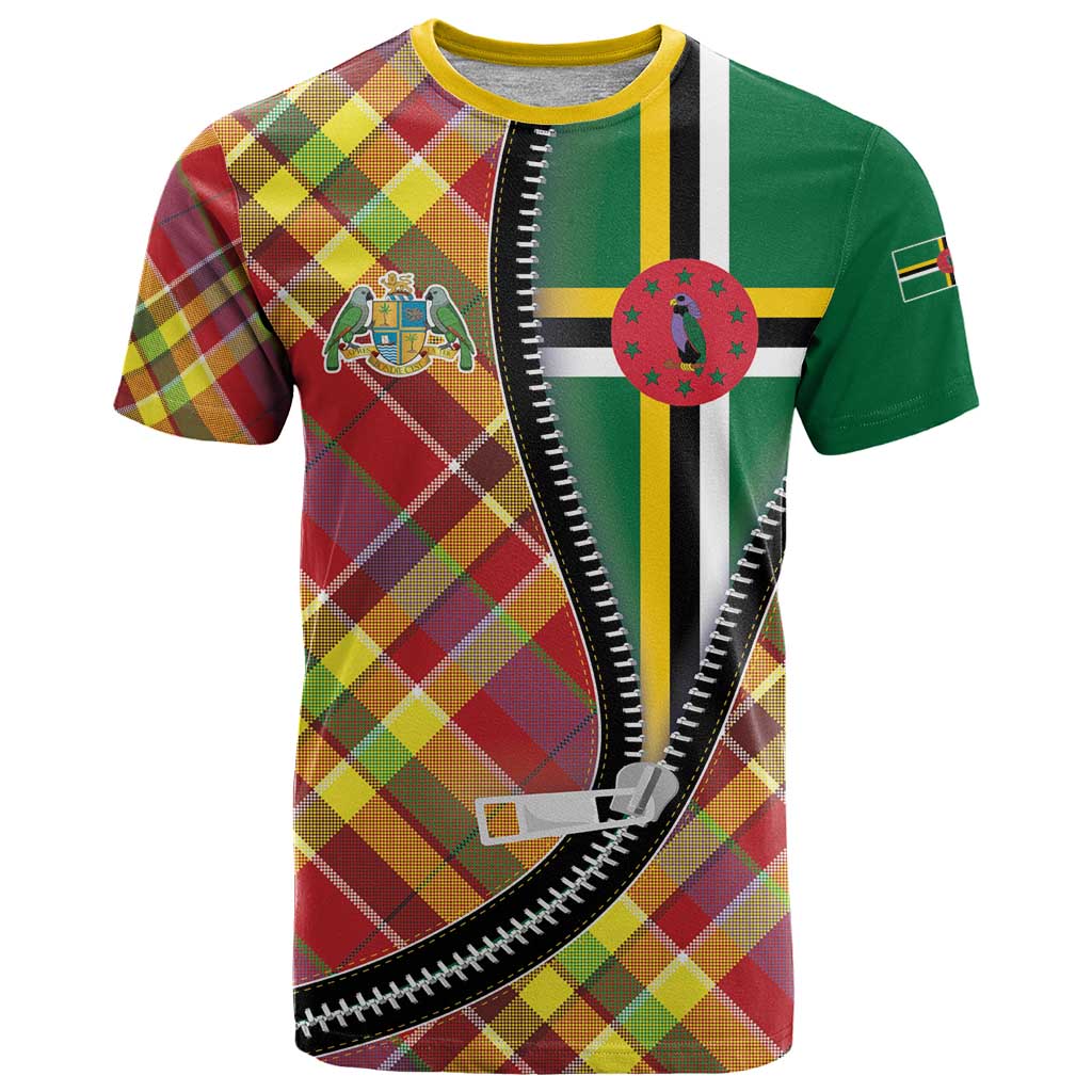 Dominica Creole Day T Shirt Madras Pattern Zipper Stylized - Wonder Print Shop