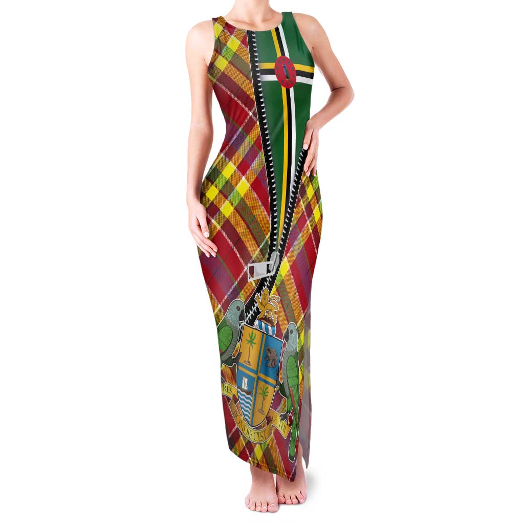 Dominica Creole Day Tank Maxi Dress Madras Pattern Zipper Stylized - Wonder Print Shop