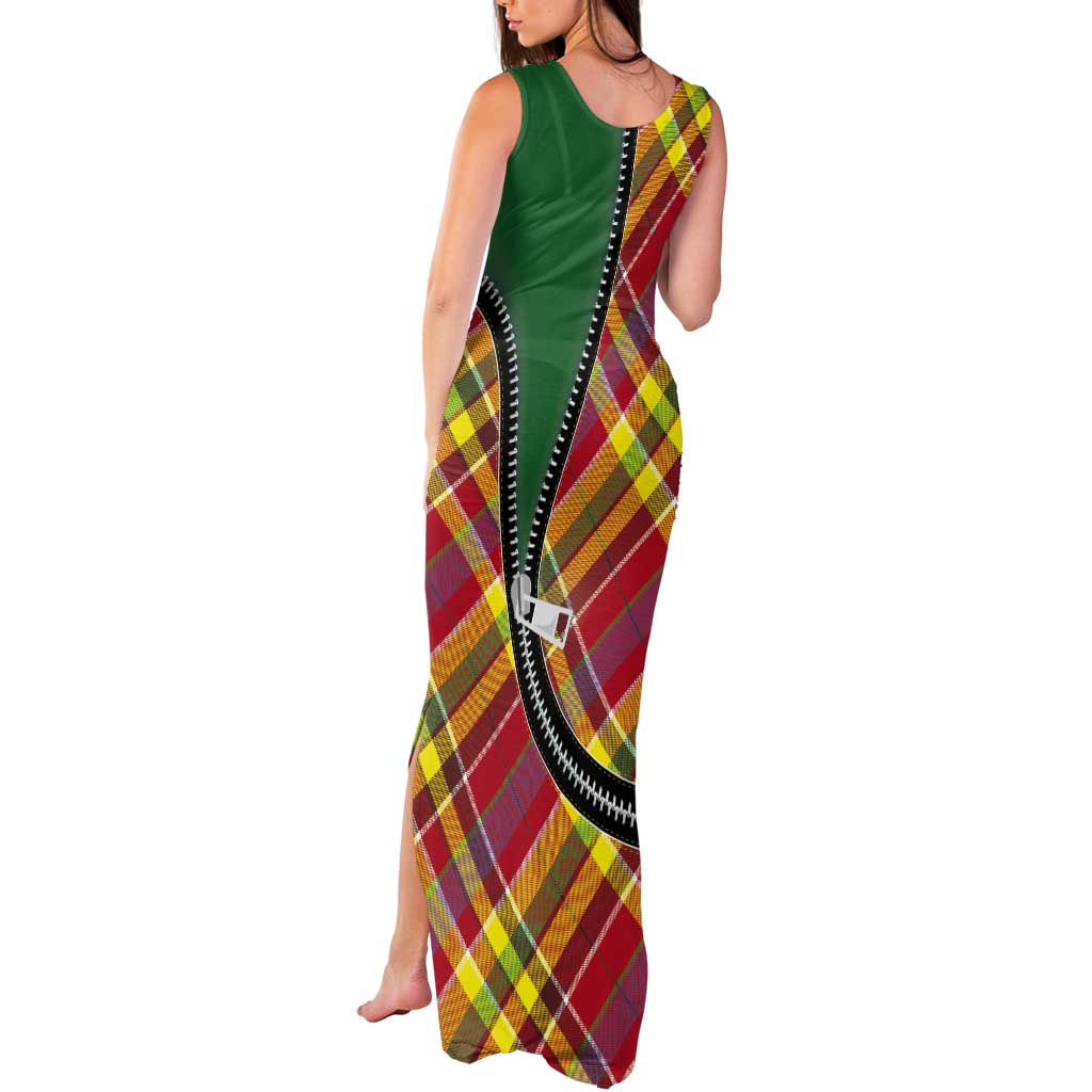 Dominica Creole Day Tank Maxi Dress Madras Pattern Zipper Stylized - Wonder Print Shop