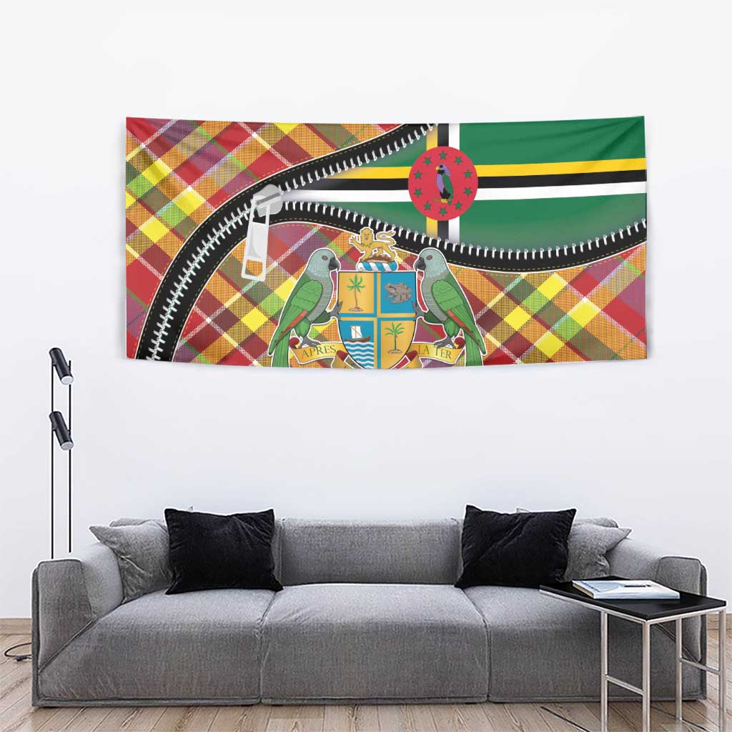 Dominica Creole Day Tapestry Madras Pattern Zipper Stylized - Wonder Print Shop