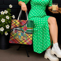 Dominica Creole Day Tote Bag Madras Pattern Zipper Stylized - Wonder Print Shop