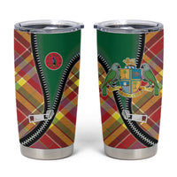 Dominica Creole Day Tumbler Cup Madras Pattern Zipper Stylized - Wonder Print Shop